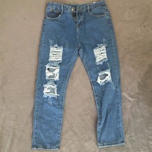 Blue Denim Ripped Jeans